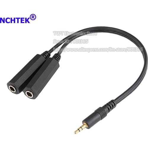 NCHTEK Golden Plated 3.5MM Stereo Male to Dual 6.35MM Female Plug Audio Splitter Adapter Cable 30CM/Free shipping/2PCS