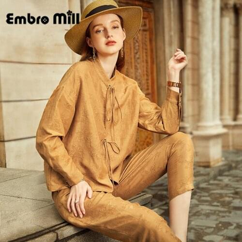 Spring And Autumn New Street Style Female Shirt Jacket + Elastic High Waist Slim Cropped Trousers Lady Two-Piece Suit S-XL