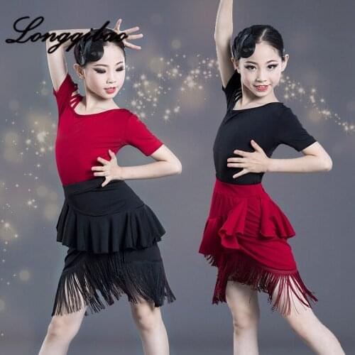Girls Latin Dance Clothes Dance Clothes Practice Exercise Clothes Childrens Performance Clothing Tassel Dance Dress Pullover