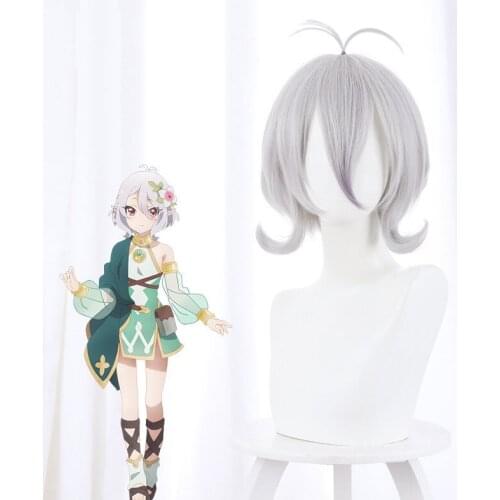 Princess Link Re Dive Cocoa Silver Gray Upturned Temples Cos Wig Anime Cosplay Game Female Kawaii Short Fluffy Curly Hair Wig