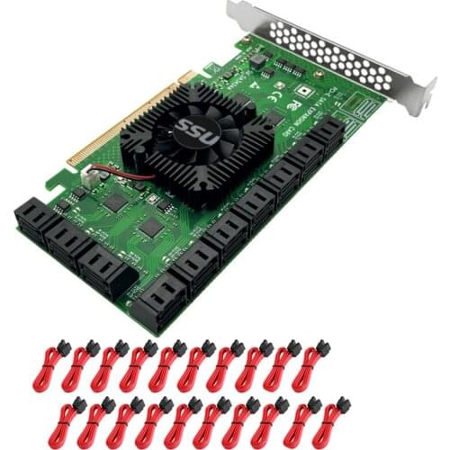 Chia Mining Riser 20 Port SATA PCI-E Adapter PCIE SATA PCI Express X16 SATA Card Controller PCIE to SATA3 6Gbps Add On Cards