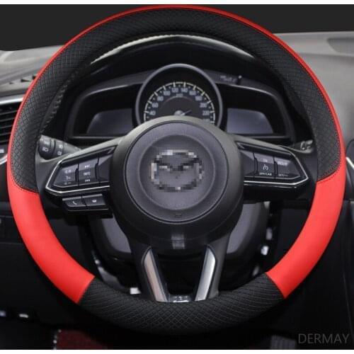 DERMAY PU Leather Sport Car Steering Wheel Cover for Mazda CX-3 CX-4 CX-5 CX-7 CX-9 Anti-Slip Funda Volante Auto Accessories