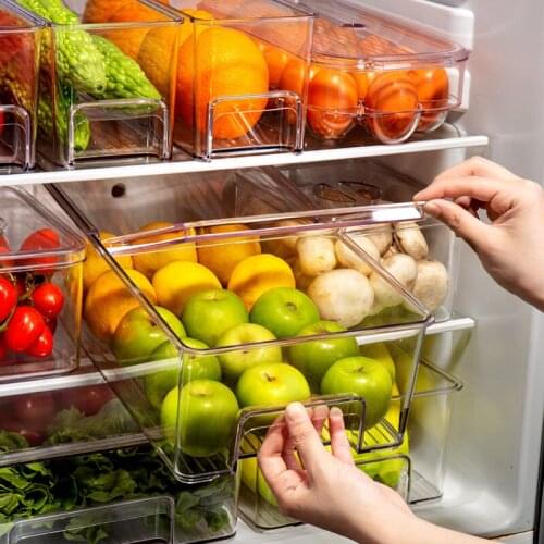 Kitchen Refrigerator Storage Transparent Organizer Vegetable Food Fruit Dumpling Storage Bin Containers Fresh-Keeping Drawer