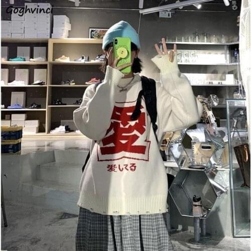 Women Pullovers Thickening Couple O-neck Printed Harajuku High Street Designer Boyfriend White Students Fashion Sweater Females