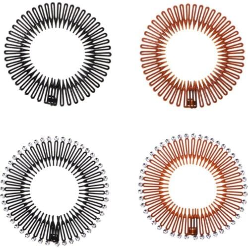 5Pcs/Lot Cute Plastic Full Circle Stretch Flexible Hair Comb Teeth Anti-slip Headband Hair Band Clip