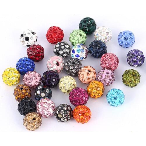 50pcs/lot 10mm Colorful Crystal Beads Disco Ball 25 Colors Bracelet Necklace Accessories for Jewelry Making DIY Craft Wholesale