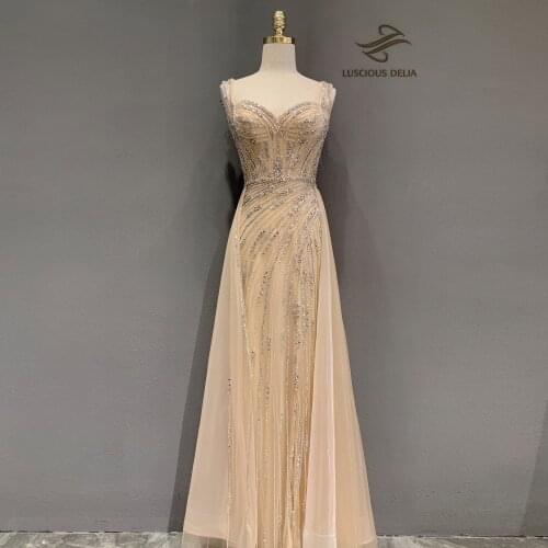 Luxury Sexy backless party Evening Dresses 2021 Diamond Beading Sleeveless Formal Dress Luscious Delia