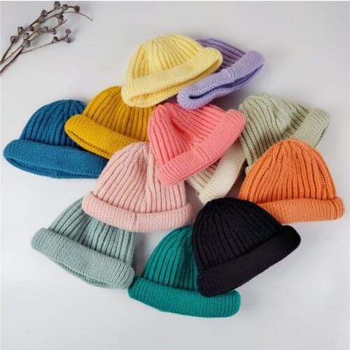 New Baby Street Dance Hip Hop Hat Spring Autumn Baby Hat Scarf for Boys Girls Knitted Cap Winter Warm Solid Color Children Hat