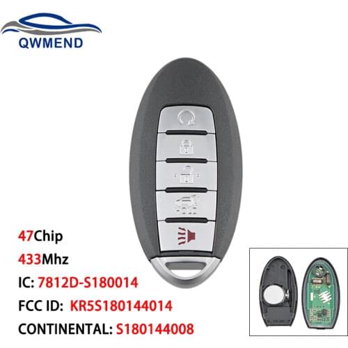 BHKEY KR5S180144014 for NISSAN Key 433Mhz 47Chip Smart Car Key for NISSAN PATHFINDER PLATINUM MURANO Remote Key
