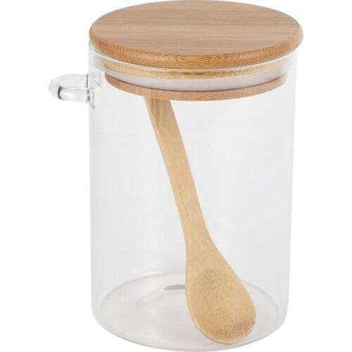 Food Storage Glass Jar Clear Sealed Canister Container with Lid and Spoon for Loose Tea Salt Sugar Coffee Bean Preservation