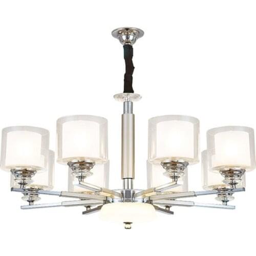 Modern Chrome Metal Led Chandeliers Lighting Living Room Glass Led Pendant Chandelier Lights Hanging Lamp Fixtures For Bedroom