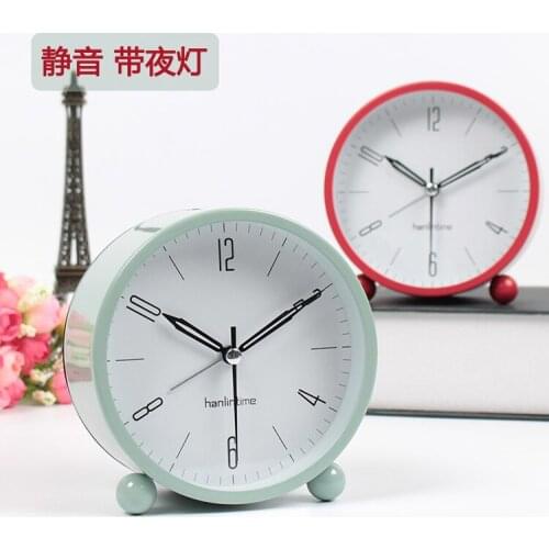 Luminous Minimalist Metal Black Alarm Clock Creative Silent Modern Alarm Clock Stylish Student Mini Travel Alarm Clock MM60NZ