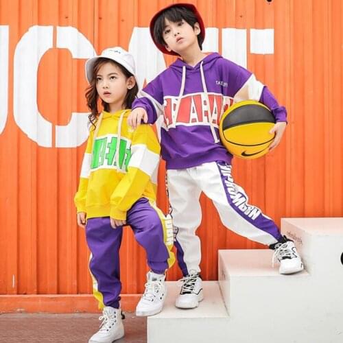 Girls Boys Hip Hop Hoodies Clothing for Kids Jazz Dance Costumes Sweatshirt Jogger Pants Children Ballroom Dancing Clothes