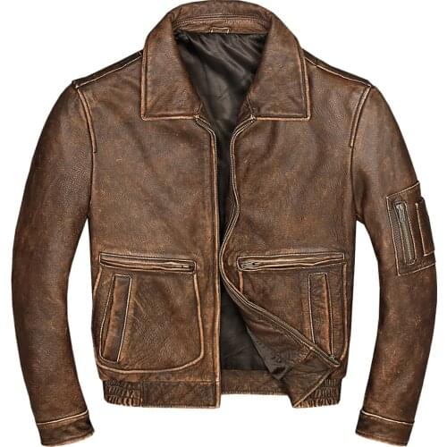 American Style Vintage Moto Jacket For Man Genuine Leather Cowhide Leather Coats Heavy Weight Winter Coat Plus Size 6XL Clothing