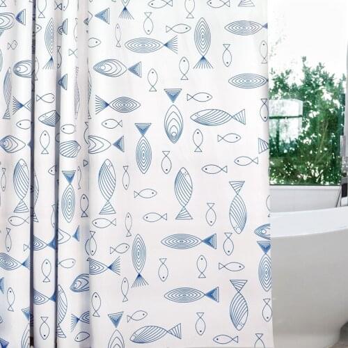 Modern Wave waterproof mildew thickening Simple fish toilet cloth heavier sinker hook bathroom shower curtain M542