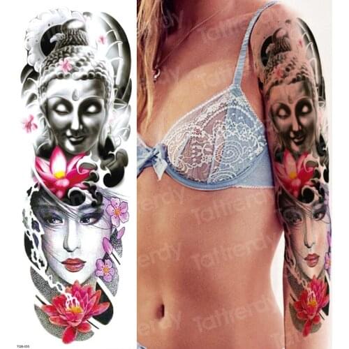 Temporary tattoo women japanese geisha tattoo sleeve tattoo sticker temporary tattoos waterproof large tatoo mens arm shoulder