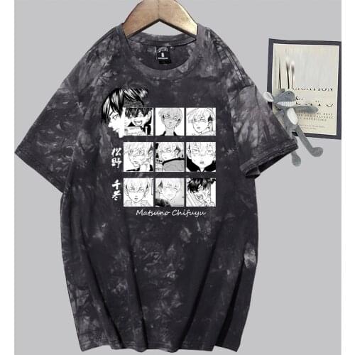 Japanese Manga Tokyo Revengers Print T-Shirt Harajuku Anime Chifuyu Matsuno Street Style Tie-Dye T-shirt Hip Hop Tops Tees