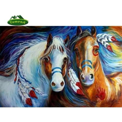 YUMEART Resin Crafts Diamond Drawing Painting Horse Animals DIY 5D Handmade Diamond Mosaic Kits Art Decal Paintings