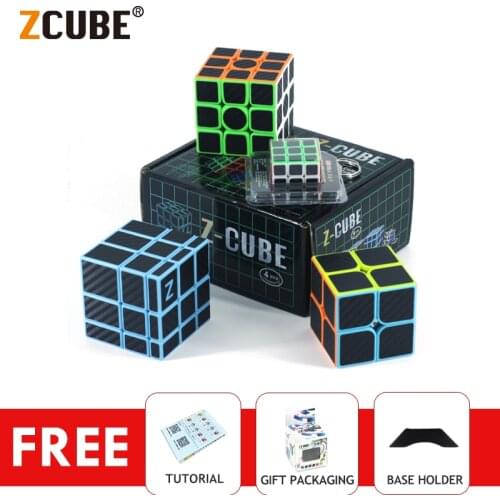 ZCube 2x2x2 3x3x3 Mirror Mini Magic Cube Keychian Carbon Fiber Stickers 4pcs Cubo Magico set Puzzle Toys Educational Gifts