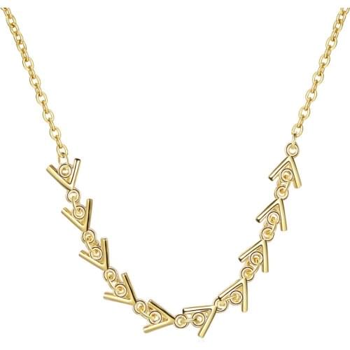 925 Sterling silver personality asymmetry necklace with golden fishbone triangle back shape design collarbone chain sexy women