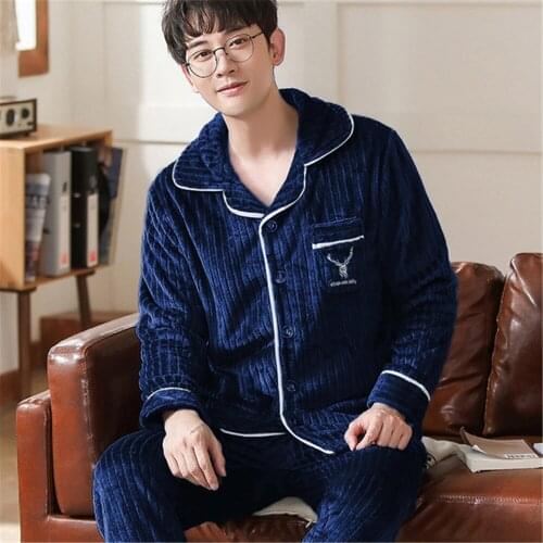 Winter Men Pajamas Set Cotton Printed Short Sleeve Round Neck Couple Pajamas Set Plus Size L-3XL Leisure Loose Lovers Pyjamas