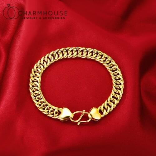 Dubai Gold Color Whip Chain Bracelets For Man 10mm Charm Bracelet & Bangles Pulseira Hip Hop Male Jewelry Accesories Bijoux