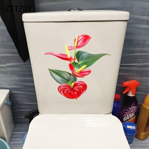 ZTTZDY 22.7×22.5CM Anthurium Freash Plant Toilet WC Stickers Home Room Wall Decor Accessories T6-0175