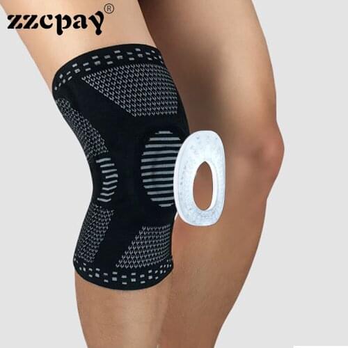 1 PCS Sports Knee Pads Running Jogging Silicone Spring Knee Pads Volleyball Basketball Football Knee Pads Safety Protective Gear