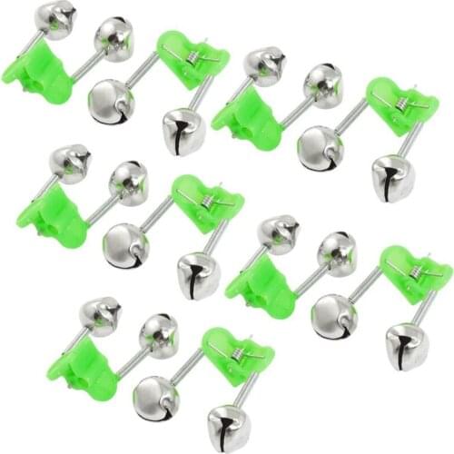 10Pcs/Set Rod Tip Clamp Fishing Pole Fish Bite Lure Alarm Alert Twin Bell Ring Clip Fishing Accessories New