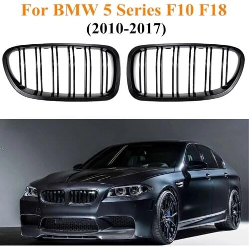 2Pcs Gloss Car Front Grille Wide Kidney Grille Grill For BMW 5 Series F10 F18 2010-2017 Front Bumper Grille