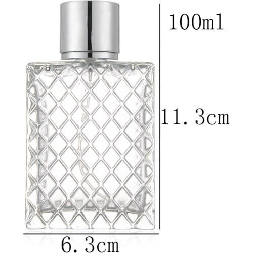 5pcs/lot Transparent 100ml Glass Perfume Bottle Clear Square Replacement Bottle Spray Atomizer Empty Refillable Large Capacity