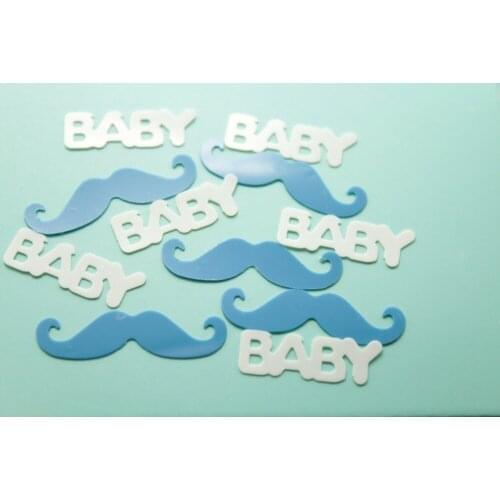 50g Newborn Baby Shower christening table decoration scatter blue cowboy mustache mixture FOIL Confetti supplies