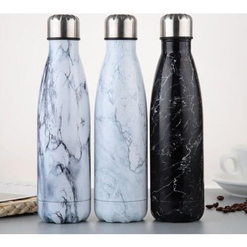 500ML Water Cups Newest Stainless Steel Vacuum Insulated Flask Thermal Sport Chilly Hot Cold Mugs Creative Mug Marble Head Cup