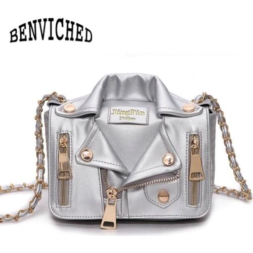 BENVICHED 2021 European Hot Brand Designer Motorcycle Bags Women Clothing Shoulder Jacket Bags Messenger Bag Women Handbag L082