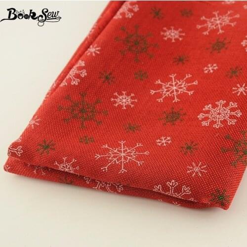 Booksew Fabric Christmas Snowflake Design Meter 50x150cm Telas DIY For Cushion Home Decoration Stocking Bag Red Sewing Cloth
