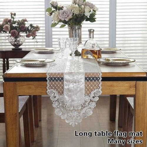 British Fashion Damask Lace Embroidery Grey Coffee Table Runner Mats Flag French TV Cabinet Piano Wedding Holiday Camino De Mesa