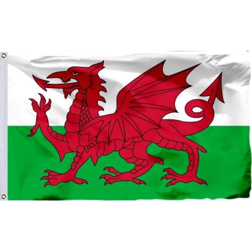 British Welsh Flag 150X90cm (3x5FT) 120g 100D Polyester Double Stitched High Quality Banner Free Shipping