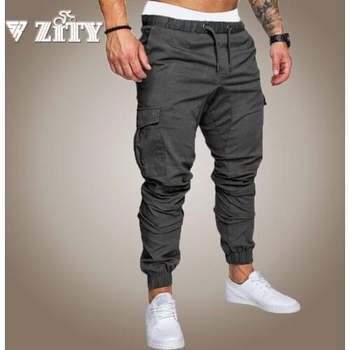 ZITY Cargo Pants Men Sweatpants Gyms Fitness Workout Solid Man Tactical Pants Joggers Mens Multi-Pocket Sportswear Trousers