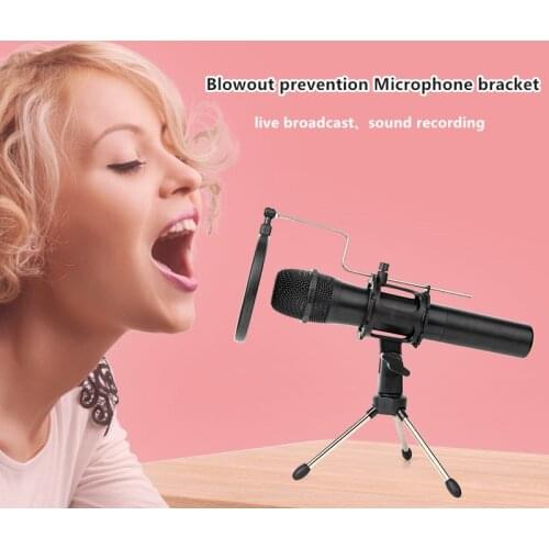High Quality Microphone Pop Filter Holder Stick Desktop Tripod Stand Anti-Spray Net Kit Fixed wind proof bracket for recording m