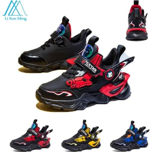 Childrens Breathable Velcro Flat Sneakers Student Cartoon Running Non-slip Casual Shoes Outdoor Comfortable Boys Sports Shoes