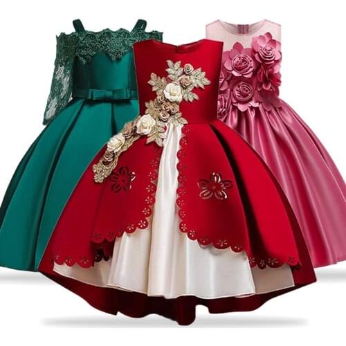 Kids Dresses For Girls Elegant Princess Dress Christmas Children Evening Party Dress Flower Girl Wedding Gown Vestido Infantil