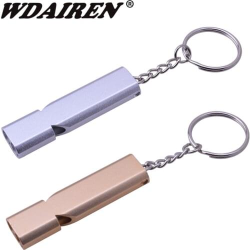 Double Frequency Survival Whistle Gold/Sliver Outdoor Emergency Keychain Aerial Aluminum Alloy Camping Hiking Accessory Tool