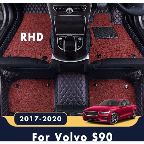 RHD Double Layer Wire Loop Carpets Car Floor Mats Interior Accessories Custom Styling Covers For Volvo S90 2020 2019 2018 2017