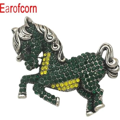 Earofcorn Fashion Creative Animal Small Horse Full Rhinestone Pendant Brooches Male Female Clothing Accessories Gift