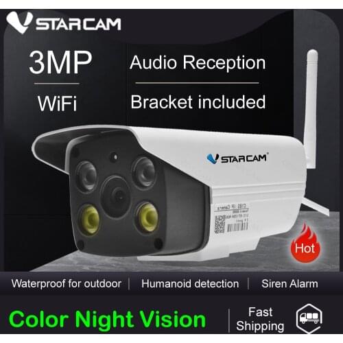 Vstarcam 3MP Wifi Camera 2MP 1080P CCTV Waterproof Outdoor Full Color Night Vision Security Camera Infrared Bulllet Audio Camera