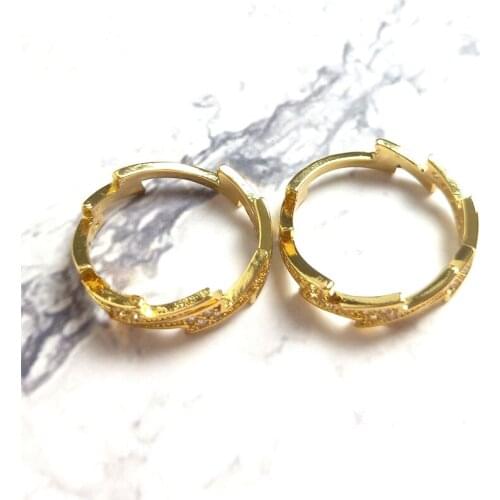 5pcs Punk Stainless Steel Lightning Rings Hip Hop Gold Color Universal CZ Micro Pave For Women Men Fashion Jewelry Gift Cool Y