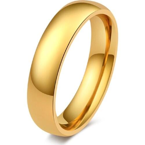 5mm Gold Men Women Wedding Band Titanium Steel Rings Bague Homme Wiredrawing Fashion Stainless Steel Ring Size 4 to 9
