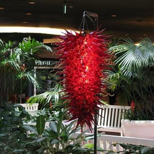 Creative Red Glass High Ceiling Chandelier Lighting Large Duplex Living Room House Coffee Shop Decor Led Hanging Pendant Lights