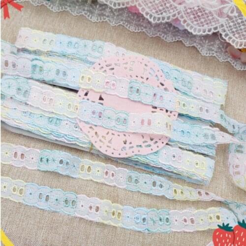 5 Meters Macaron Color Cotton Embroidered Lace Net Ribbons Fabric Trim DIY Sewing Hollow Lace Handmade Craft Materials 1.8cm