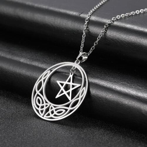 COOLTIME Simple Pentagram Pattern Stainless Steel Long Pendant Necklace Gold Silver Color Jewelry Women Necklace